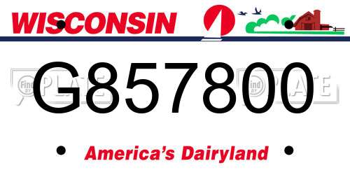 G857800 Wisconsin License Plate