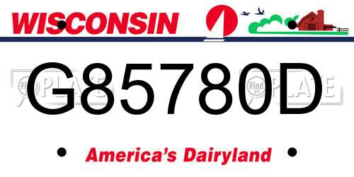 G85780D Wisconsin License Plate