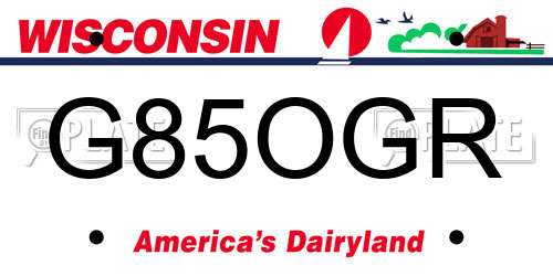 G85OGR Wisconsin License Plate