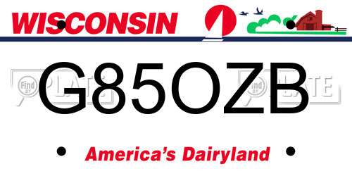 G85OZB Wisconsin License Plate