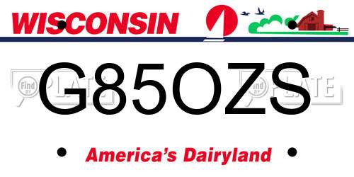 G85OZS Wisconsin License Plate