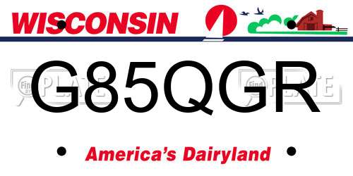 G85QGR Wisconsin License Plate