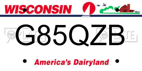 G85QZB Wisconsin License Plate