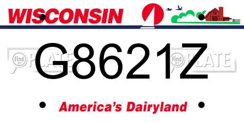 G8621Z Wisconsin License Plate