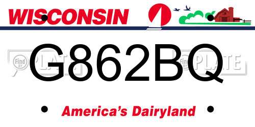 G862BQ Wisconsin License Plate