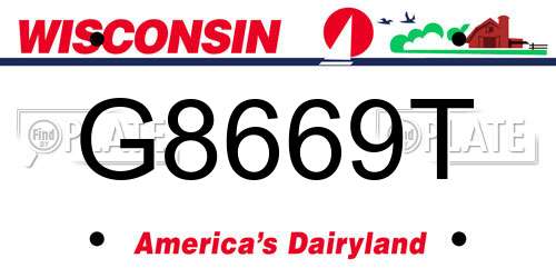 G8669T Wisconsin License Plate