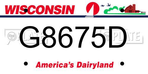 G8675D Wisconsin License Plate