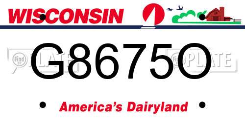 G8675O Wisconsin License Plate