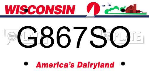 G867SO Wisconsin License Plate