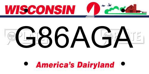 G86AGA Wisconsin License Plate