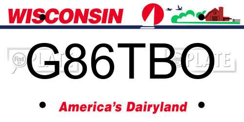 G86TBO Wisconsin License Plate