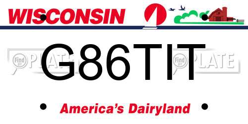 G86TIT Wisconsin License Plate