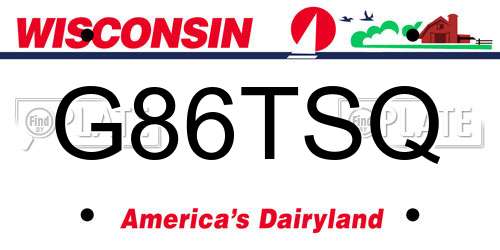 G86TSQ Wisconsin License Plate
