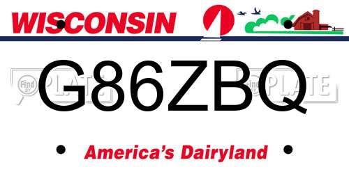 G86ZBQ Wisconsin License Plate