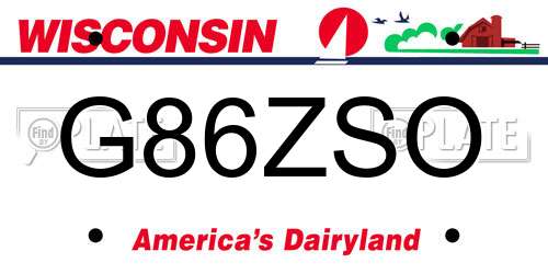 G86ZSO Wisconsin License Plate