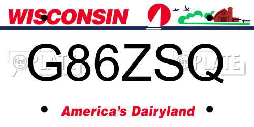 G86ZSQ Wisconsin License Plate