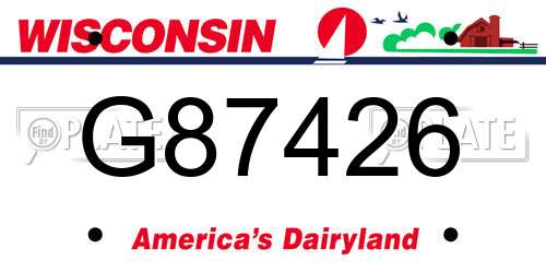 G87426 Wisconsin License Plate