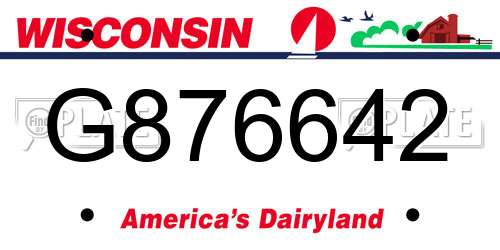 G876642 Wisconsin License Plate