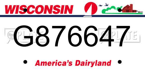 G876647 Wisconsin License Plate