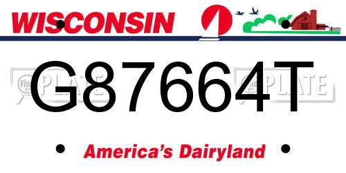 G87664T Wisconsin License Plate