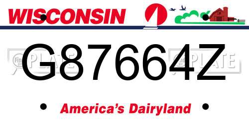 G87664Z Wisconsin License Plate