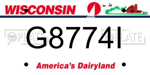 G8774I Wisconsin License Plate