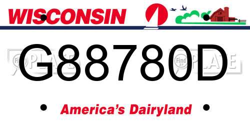 G88780D Wisconsin License Plate