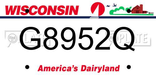 G8952Q Wisconsin License Plate