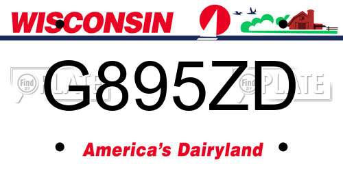 G895ZD Wisconsin License Plate