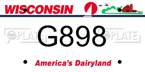 G898 Wisconsin License Plate