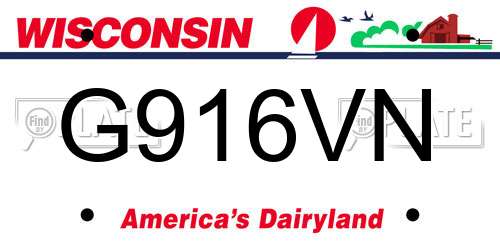 G916VN Wisconsin License Plate