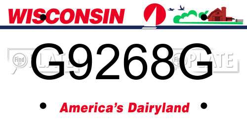 G9268G Wisconsin License Plate