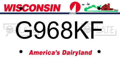 G968KF Wisconsin License Plate