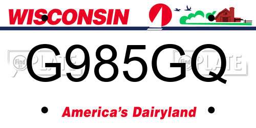 G985GQ Wisconsin License Plate
