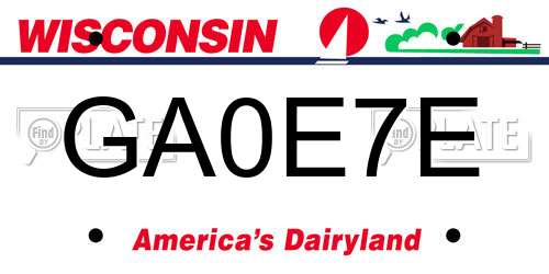 GA0E7E Wisconsin License Plate