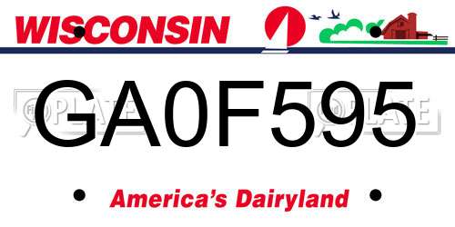 GA0F595 Wisconsin License Plate