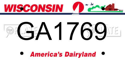 GA1769 Wisconsin License Plate