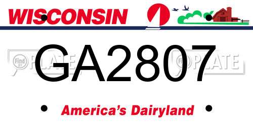 GA2807 Wisconsin License Plate