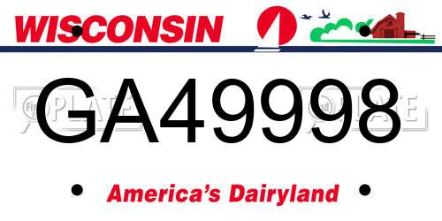 GA49998 Wisconsin License Plate