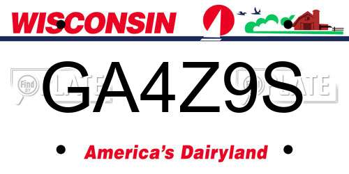 GA4Z9S Wisconsin License Plate