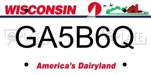 GA5B6Q Wisconsin License Plate
