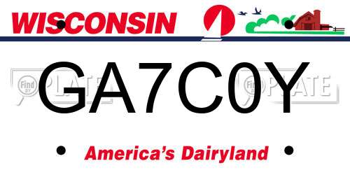 GA7C0Y Wisconsin License Plate