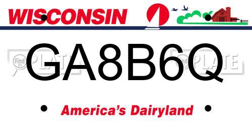 GA8B6Q Wisconsin License Plate