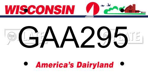 GAA295 Wisconsin License Plate