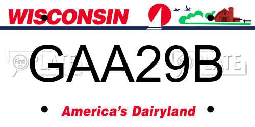 GAA29B Wisconsin License Plate