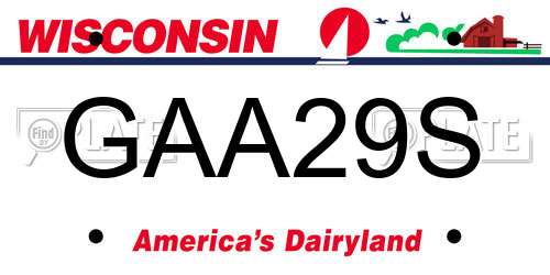 GAA29S Wisconsin License Plate