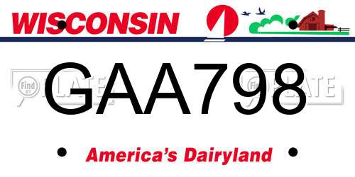 GAA798 Wisconsin License Plate