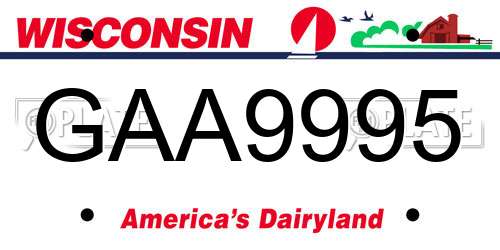 GAA9995 Wisconsin License Plate