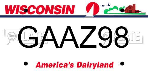 GAAZ98 Wisconsin License Plate