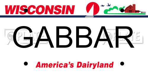 GABBAR Wisconsin License Plate